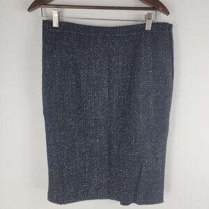 Max Mara Tweed Wool Pencil Skirt Italy Black Lined Size M/L